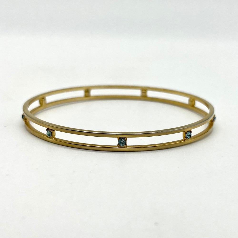 Gold Bangle Bracelet with Blue Stone Accents‎ - Fashion Jewelry